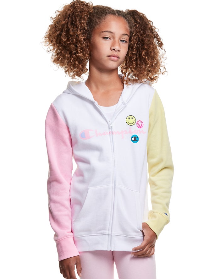 Color block smile outlet face hoodie